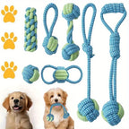 7-teiliges Kauspielzeug für Hundeseile, interaktives Knotenspielzeug, langlebiges Trainingsset, zahnende Welpen und aggressive Kauer, Spielen im Innen- und Außenbereich