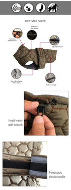 Warme Rollkragen-Hundekleidung, Winter, dick, reflektierend, Schneeanzug, Mantel, Haustierjacke für große Rassen, Whippet, Windhund, Parka-Kleidung