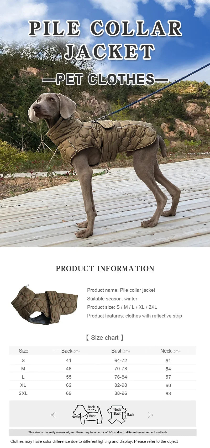 Warme Rollkragen-Hundekleidung, Winter, dick, reflektierend, Schneeanzug, Mantel, Haustierjacke für große Rassen, Whippet, Windhund, Parka-Kleidung