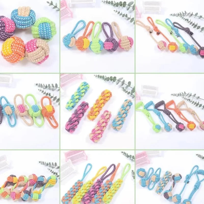 Interaktives Baumwollseil Mini-Hundespielzeug Ball für Hunde Zubehör Zahnbürste Kauen Welpenspielzeug für große kleine Hunde Spielzeug Haustier Hundespielzeug