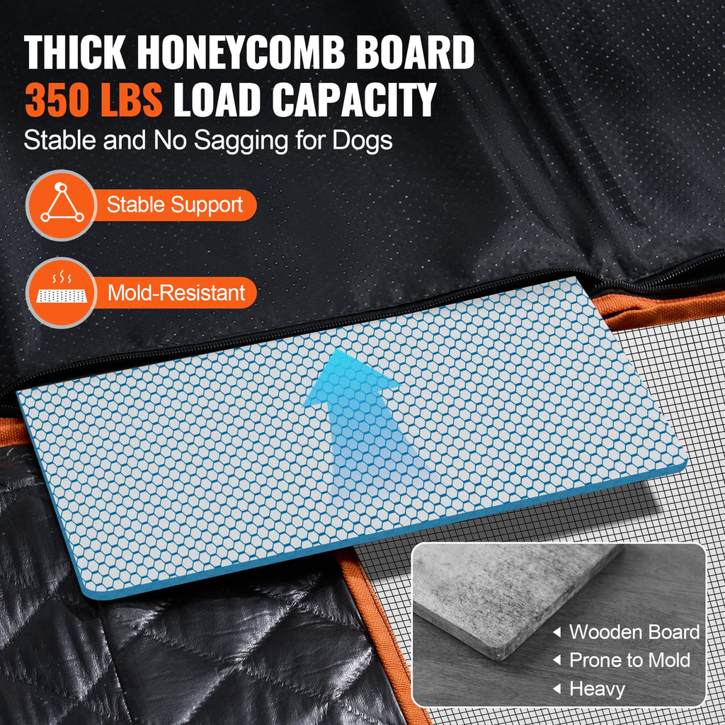 Rücksitzverlängerung und Hunde-Autositzbezug für Rücksitzbett mit Netzfenster