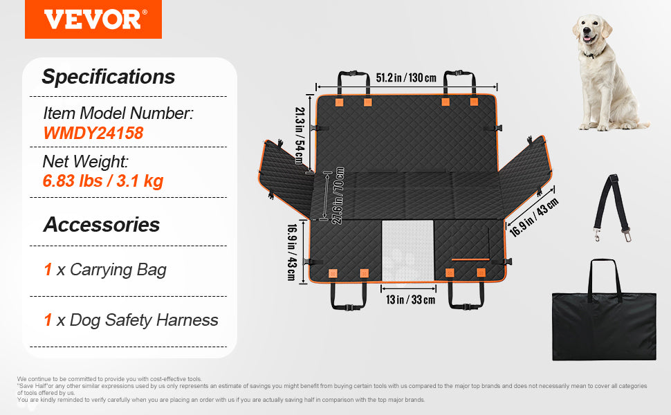 Rücksitzverlängerung und Hunde-Autositzbezug für Rücksitzbett mit Netzfenster
