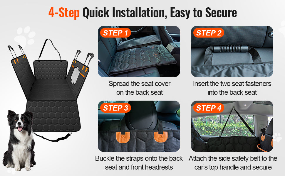 Rücksitzverlängerung und Hunde-Autositzbezug für Rücksitzbett mit Netzfenster