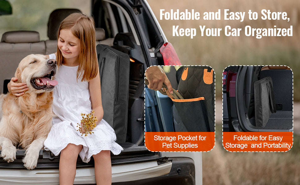 Rücksitzverlängerung und Hunde-Autositzbezug für Rücksitzbett mit Netzfenster